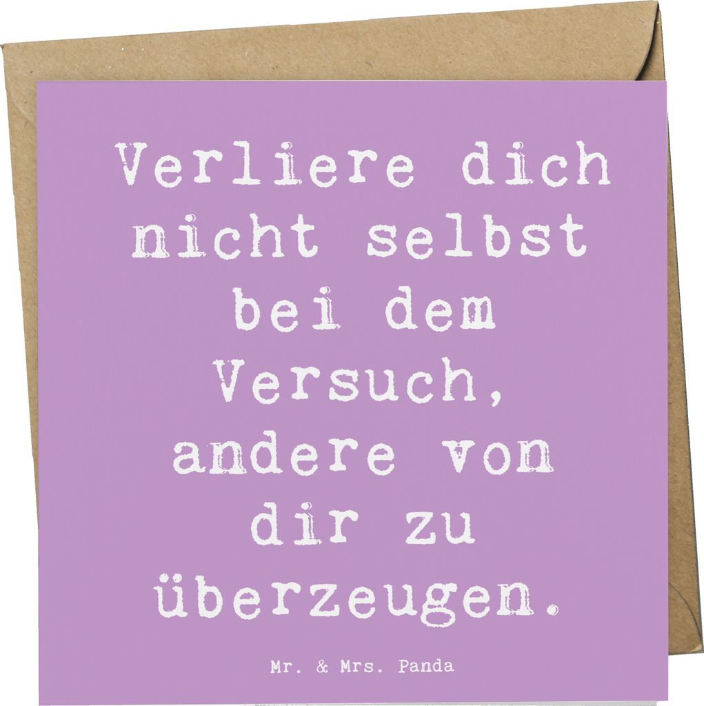 Mr. & Mrs. Panda Grußkarte Spruch Selbstzweifel vermeiden - Lavendeltraum - Geschenk, doppelkarte, inneres Gleichgewicht, Mut, Motivation, anlassk...
