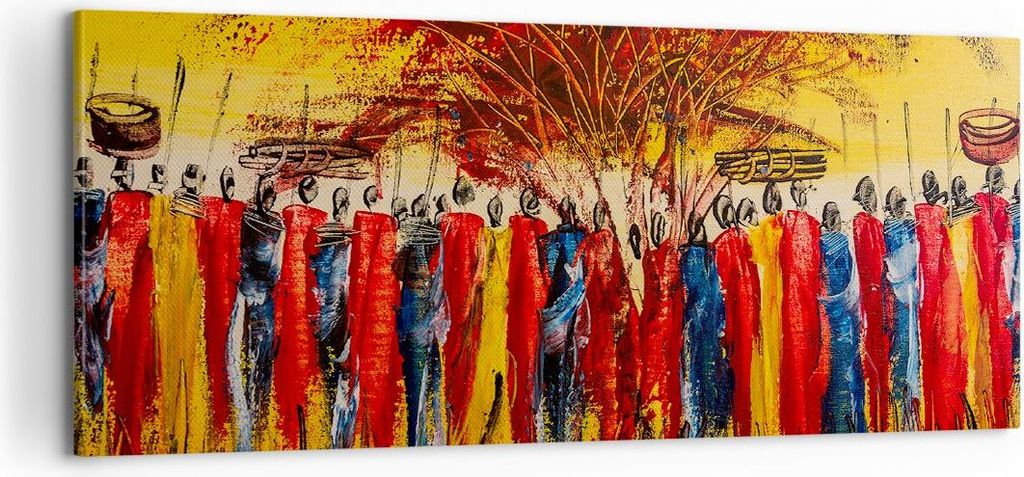 Bild auf Leinwand - Leinwandbild - Afrika Stamm - 100x40cm - Wand Bild - Wanddeko - Wandbilder - Leinwanddruck - Bilder - Kunstdruck - Wanddekorati...