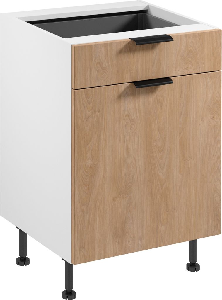 Küchenunterschrank 60 cm mit Schublade küchenmöbel, Sorento D60S1 AX Sonoma Eiche/Weiß