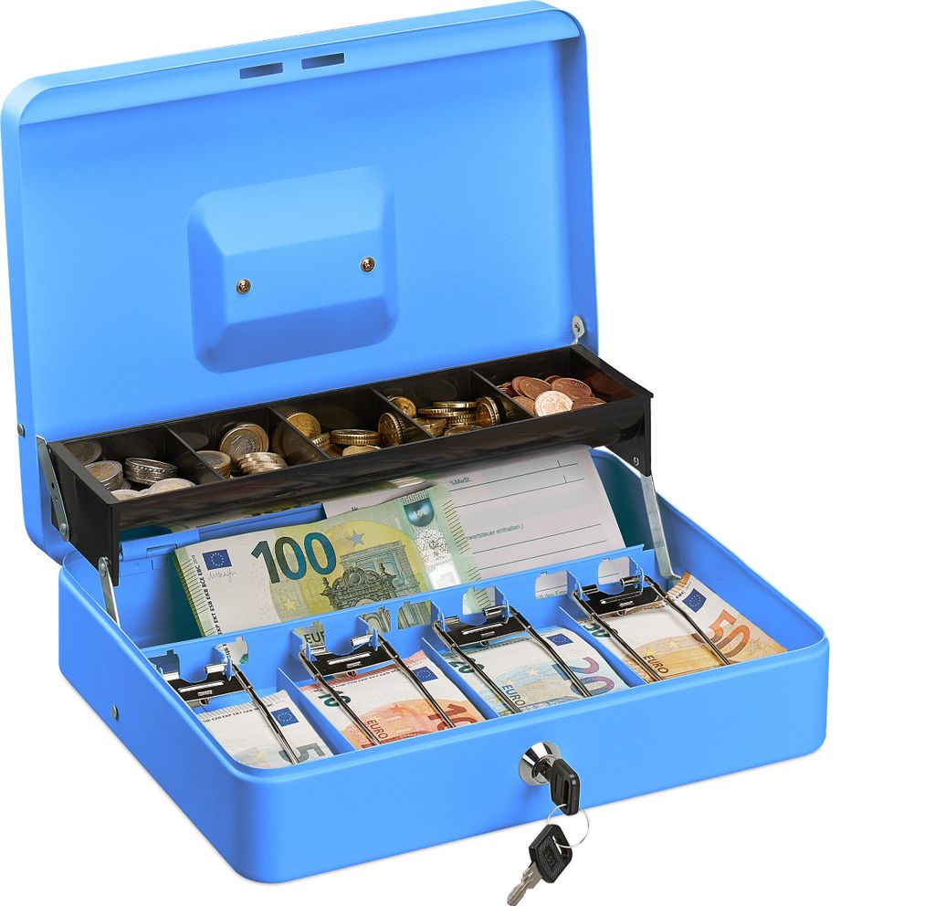 Relaxdays Geldkassette abschließbar, Münzeinsatz & 4 Produktbild 