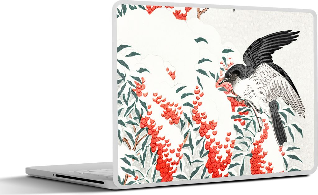 MuchoWow Laptop Aufkleber Sticker Cover Vogel - Beere - Japanisch 31x22.5 cm - Laptop-Deko