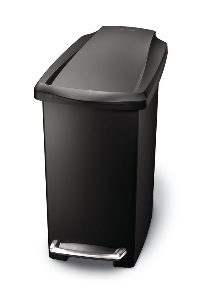 simplehuman 10 Liter schmaler Treteimer, schwarzer Kunststoff - 8,6x8,6x68,1 cm; CW1329