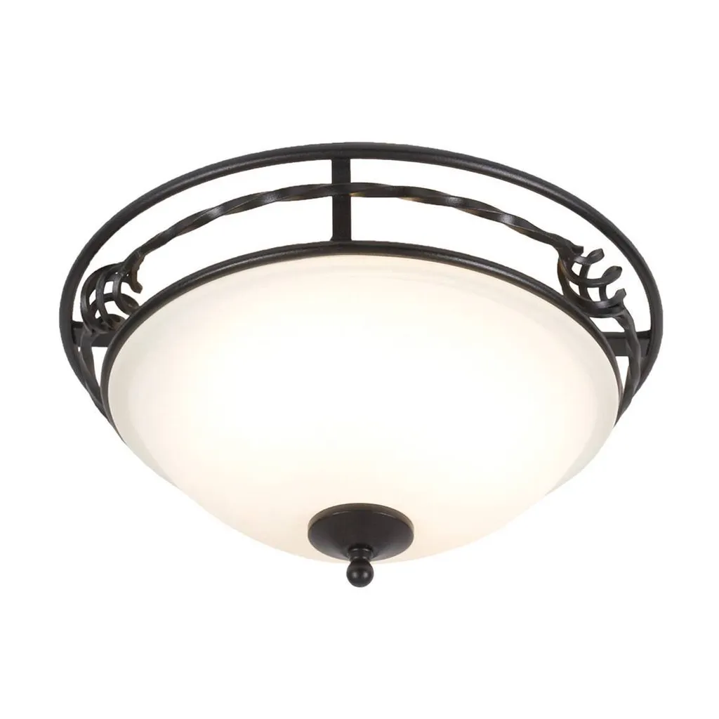 Plafonnier design métal rond 2xE27 Elstead Pembroke pour salon et chambre