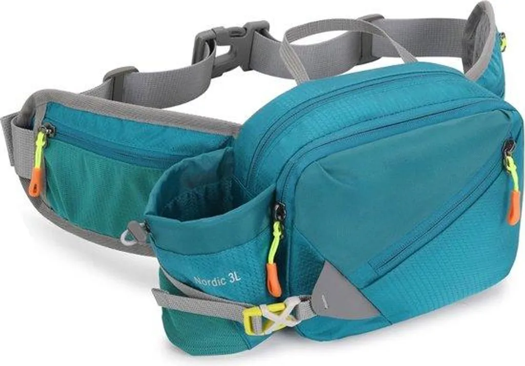 Sacoche ceinture de sport grand format avec support gourde Bleu Juwel