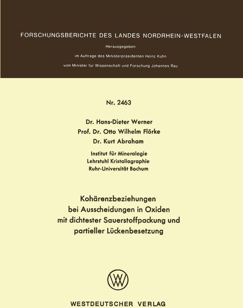 Kohärenzbeziehungen bei Ausscheidungen in Oxiden mit dichtester Sauerstoffpackung und partieller Lückenbesetzung