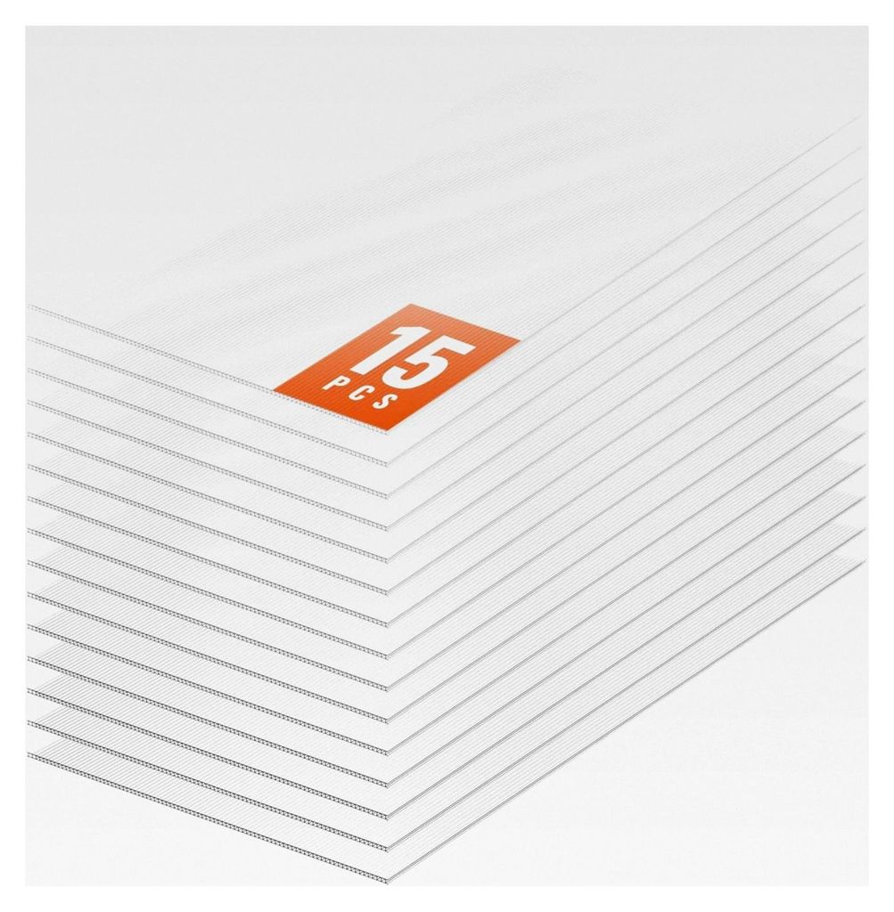 15er-Set Gewächshausplatten aus Polycarbonat, 1210 x 605 x 6 mm, wasserdichte UV-geschützte Hohlkammerplatten, schlagfeste transparente Dachplatt...