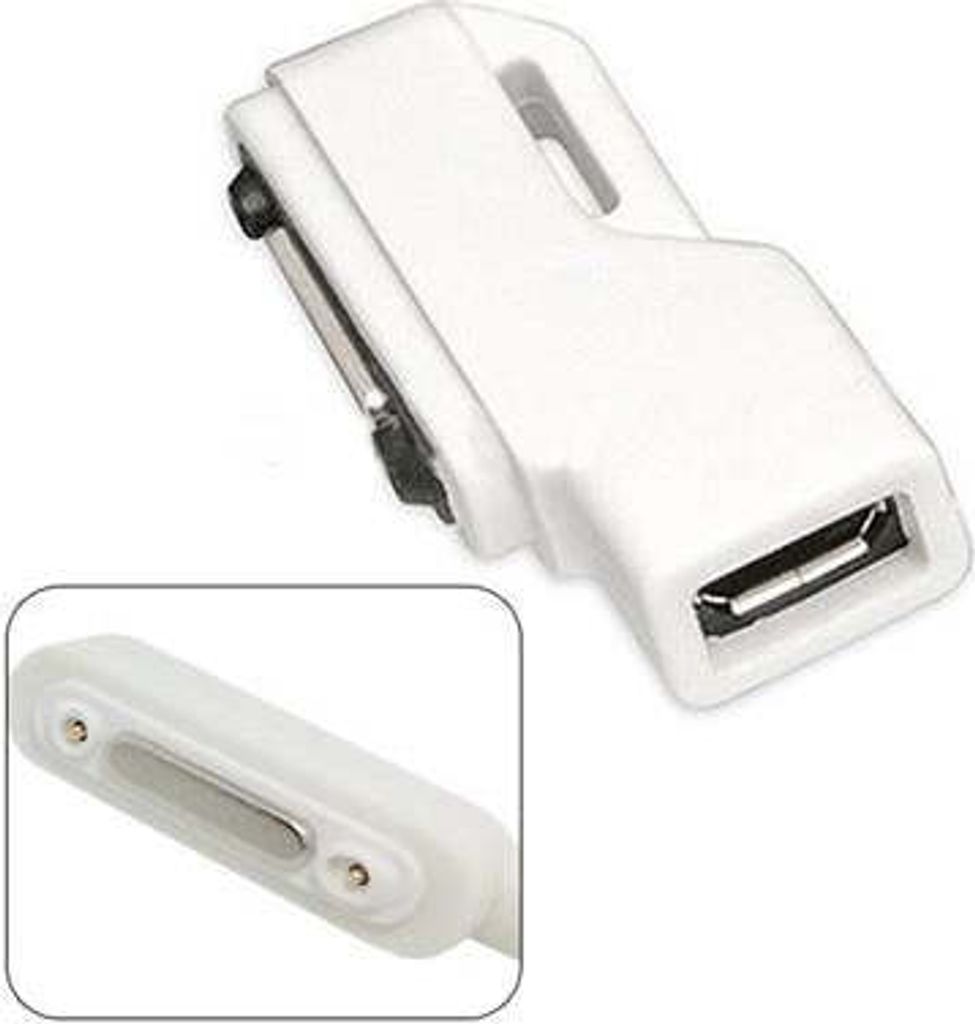 System-S Magnet Adapter Stecker zu Micro USB Eingang female Ladekabel für Sony Xperia Z1 Z2 Z1S Z3 in weiß