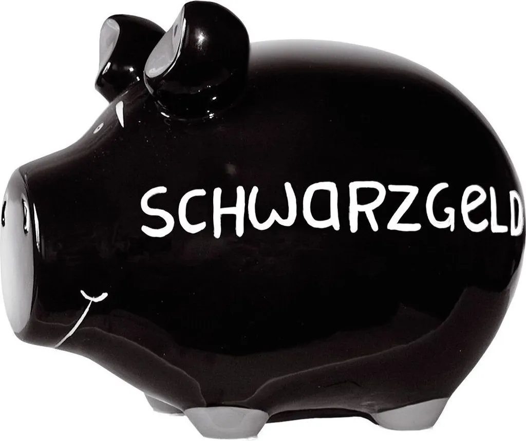 Tirelire cochon céramique noire finition luxe Argent Noir modèle KCG moyen