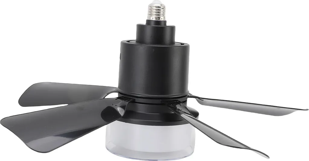 Plafonnier ventilateur LED moderne noir avec douille E26 et mode silencieux