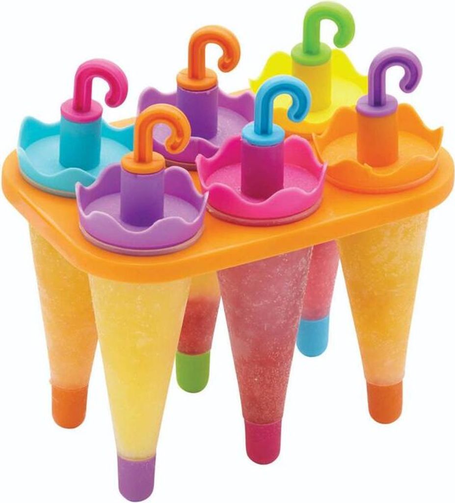 Let's Make Ice Cream Förmchen, 6 Stück mit Regenschirmform, Kunststoff, mehrfarbig, Kunststoff