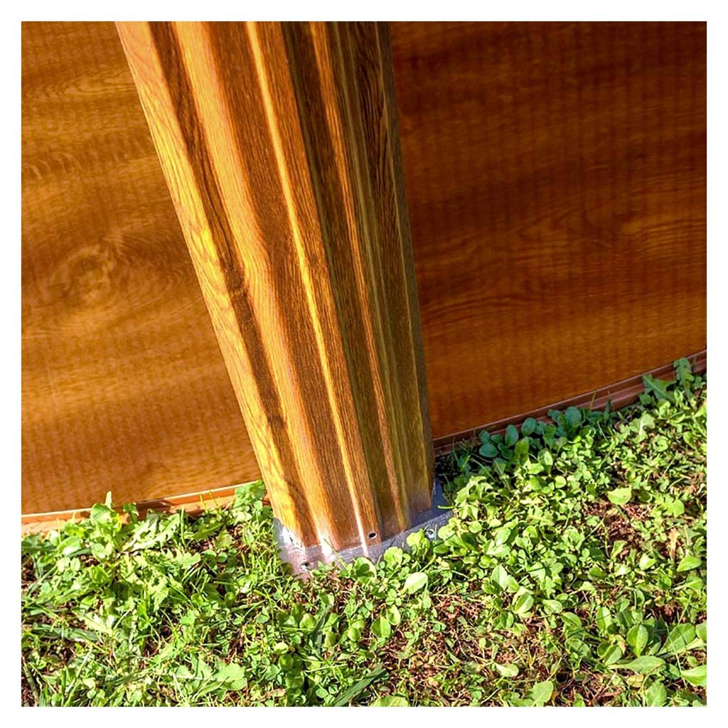 Ovales Stahlwandbecken 375x610x120cm (Ø x H), Komplettset, Holzoptik, blaue Poolfolie 0,4mm, extra breiter Handlauf, inkl. Skimmer-Set und Leiter,...