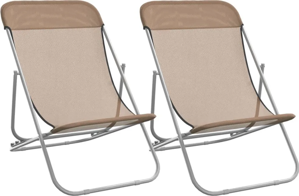 Offerta 2 Sedie da Mare Pieghevoli Taupe - Acciaio Anti-Sabbia
