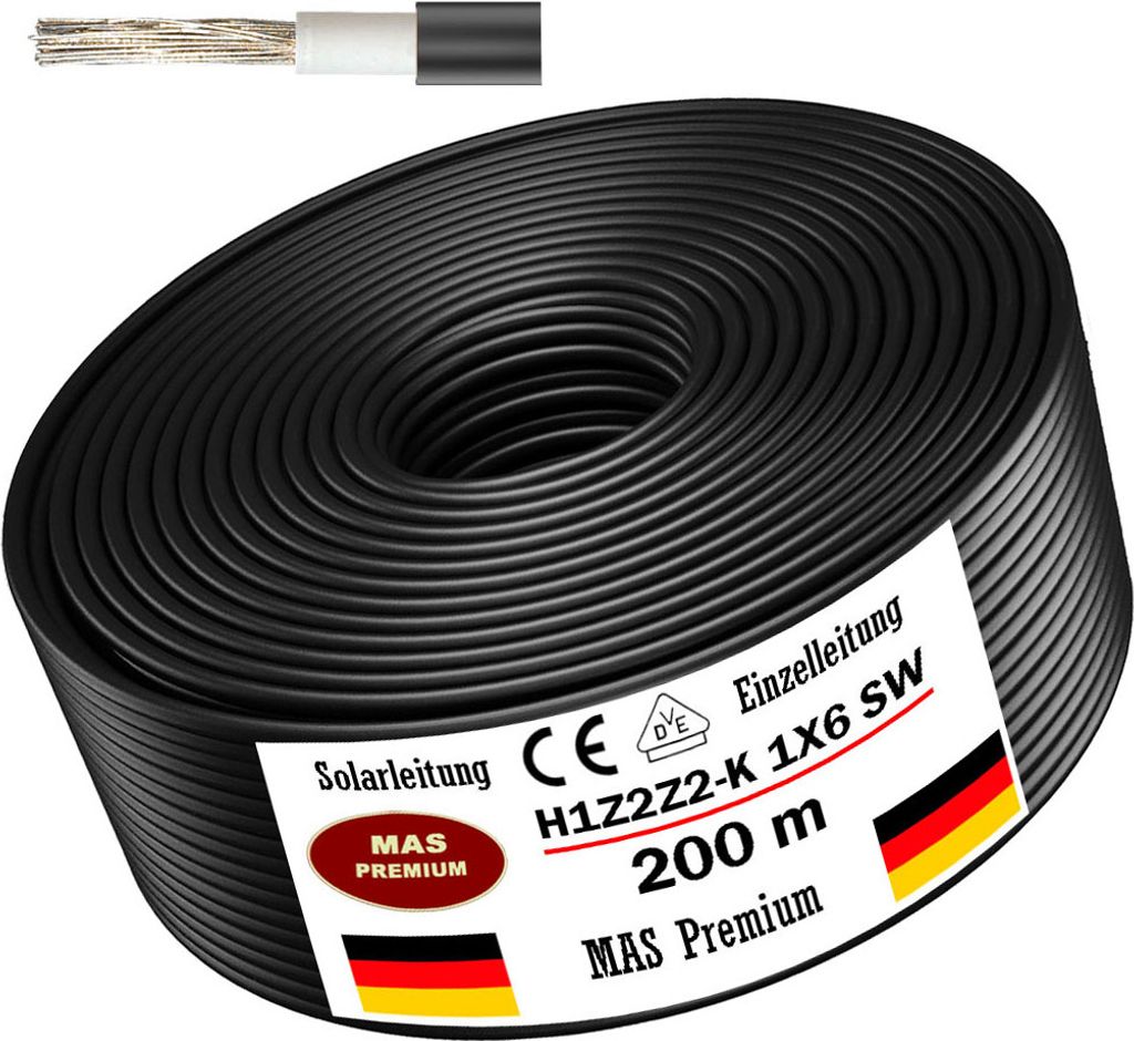 Montagekabel 30 meter - ZWART - 1,5 mm² dunwandig vertind - Accu