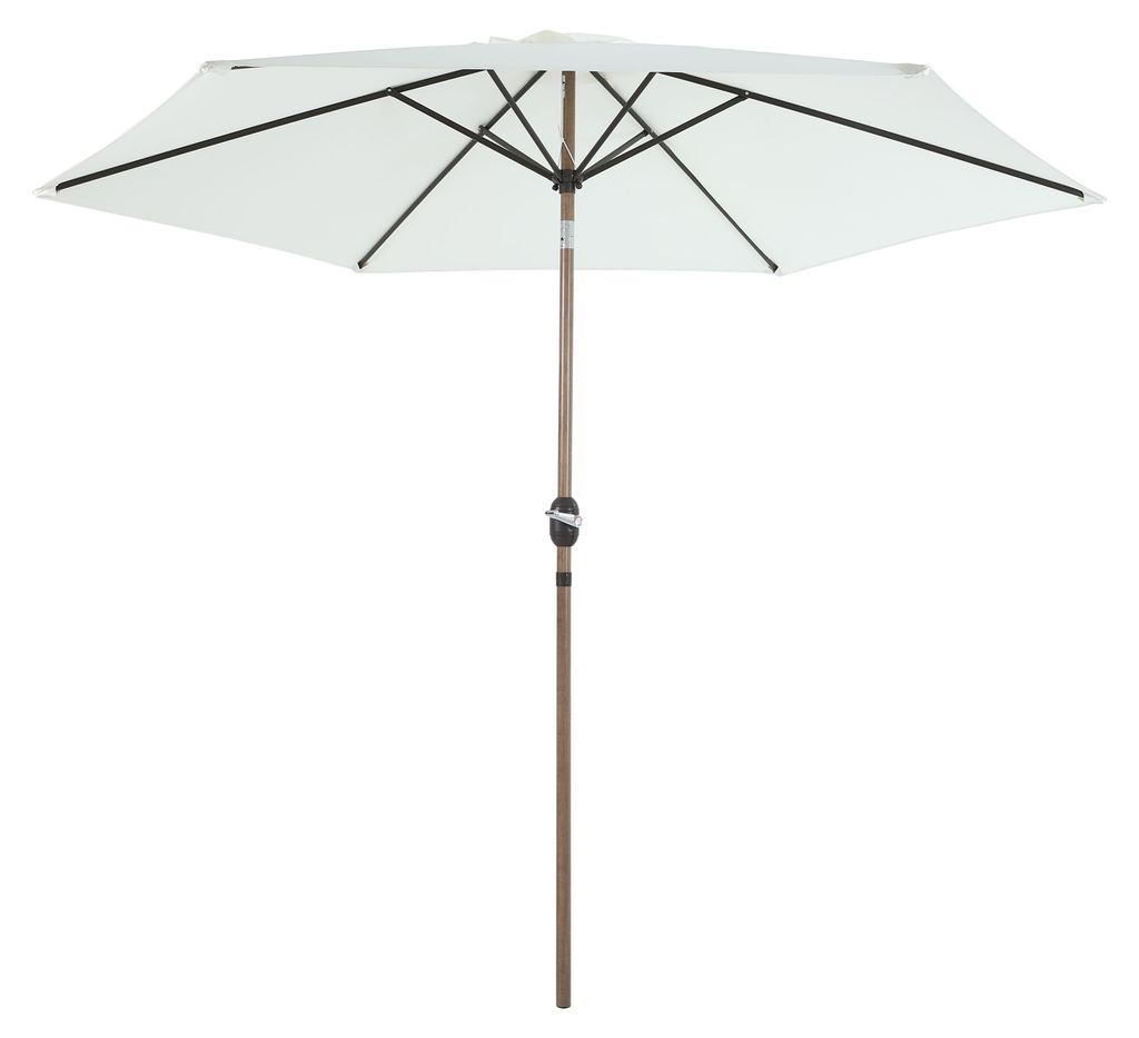 AXI Noor Runder Mittelstockschirm Ø 300cm aus Stahl in Eichenoptik/Beige - Ohne Schirmständer | Sonnenschirm für Garten / Terrasse mit