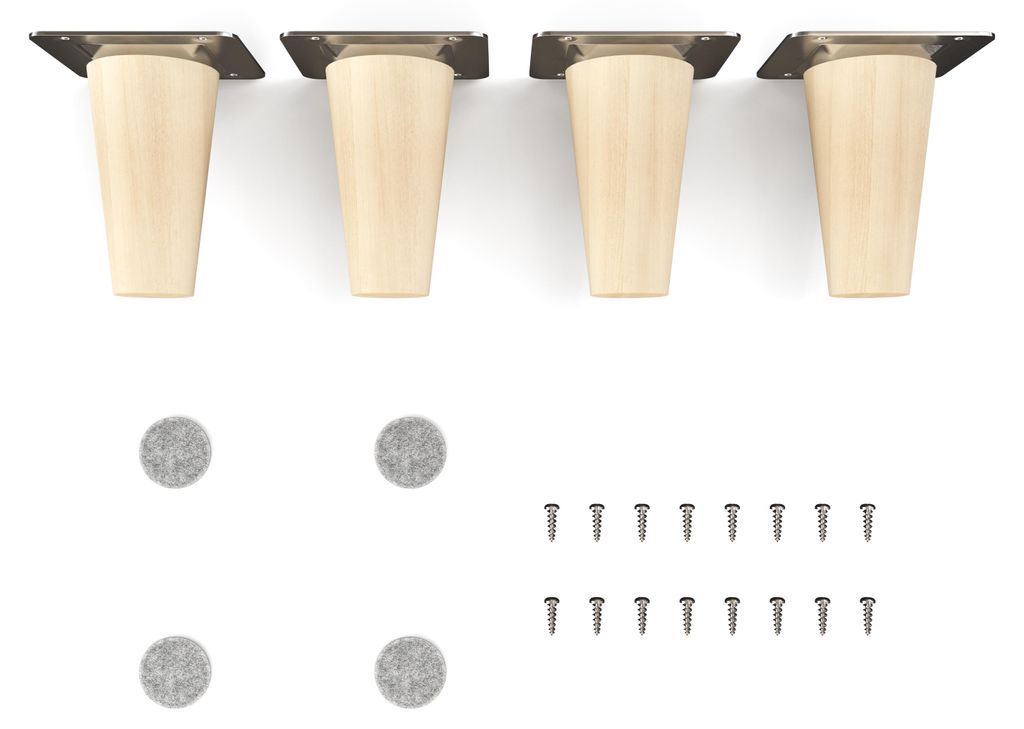 4x sossai Holzfüße rund - gerade Ausführung 8cm Buche Produktbild 