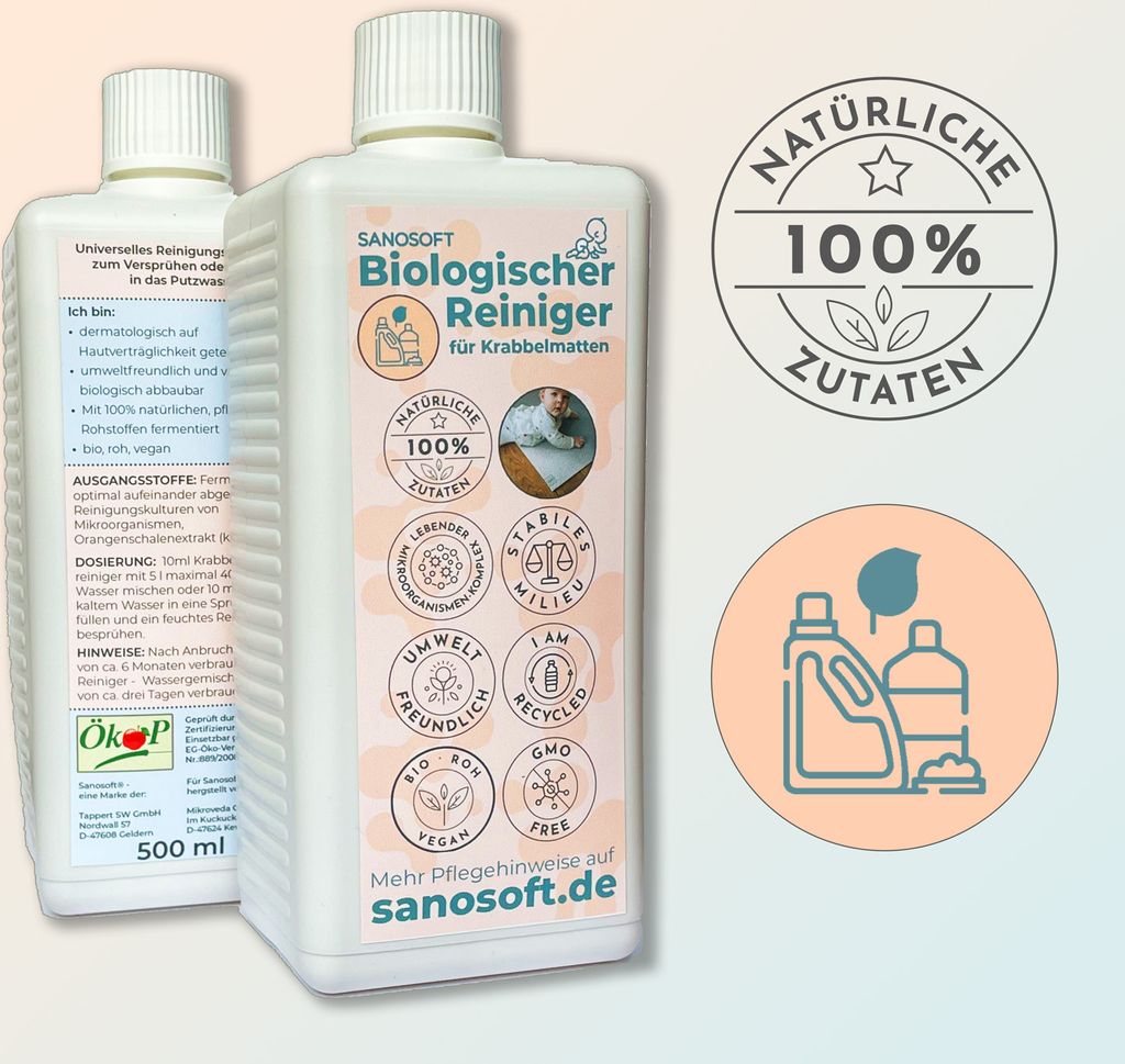 Biologischer Reiniger Sanosoft für Krabbelmatten