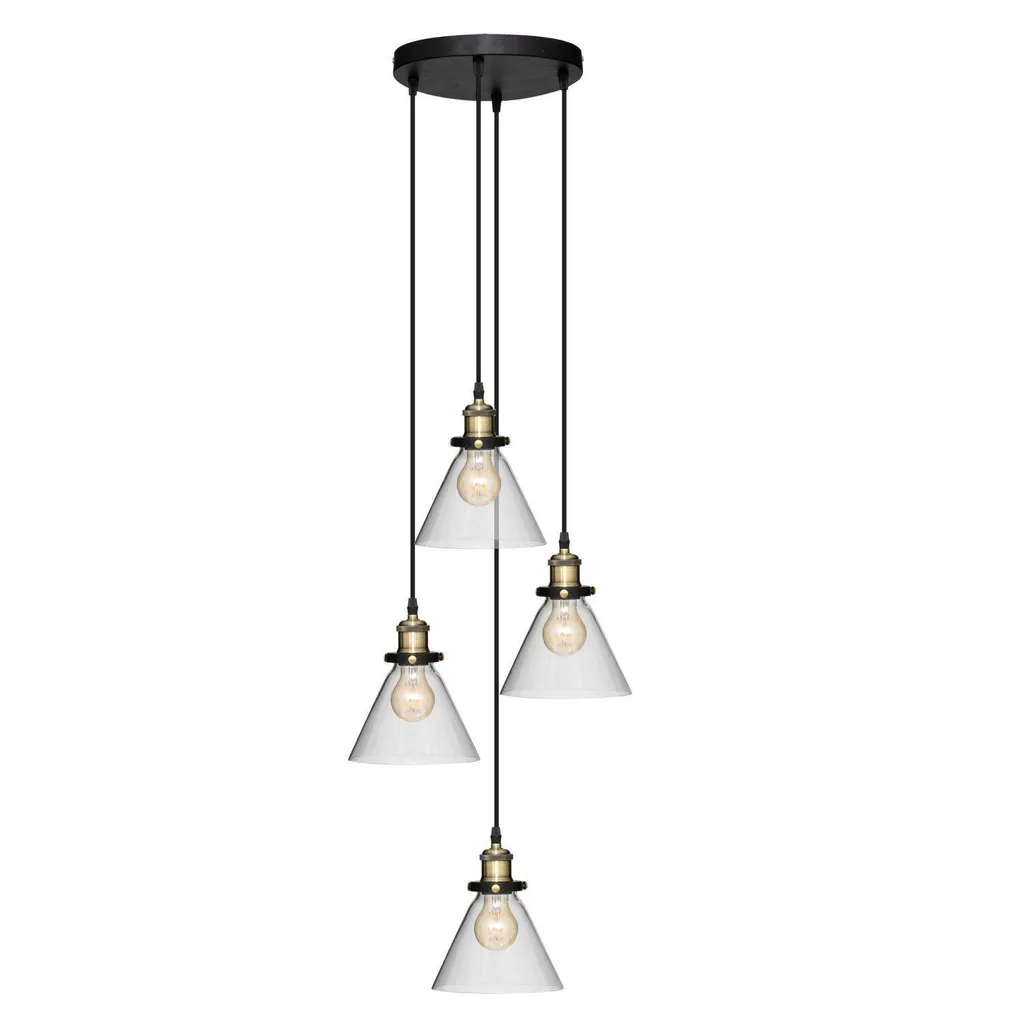 Lampe Alak design industriel 4 points lumineux en métal noir 18 cm
