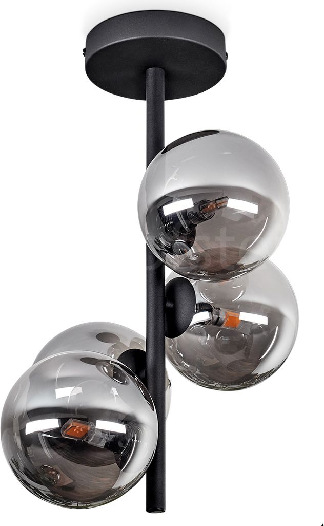 Isorella Deckenlampe aus Metall/Glas in Schwarz/Rauchfarben