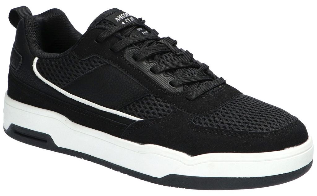 American Club AA54, Herren Sneaker Memory Foam System, Sportschuhe atmungsaktiv bequem, Schwarz 42