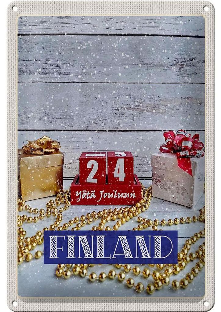 Blechschild Reise 20x30cm Finnland Weihnachten Yötä Jouluun
