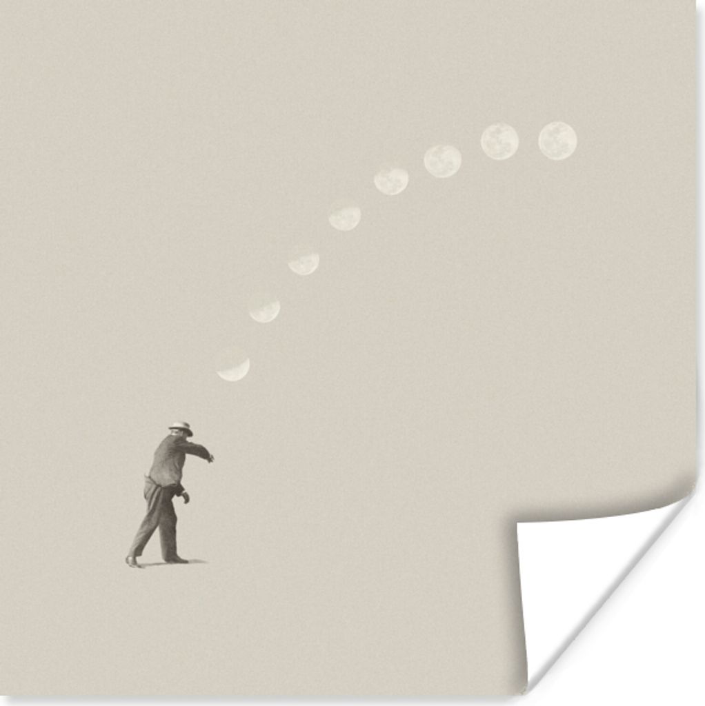 MuchoWow Poster Jahrgang - Mond - Mensch 100x100 cm - Babyzimmer