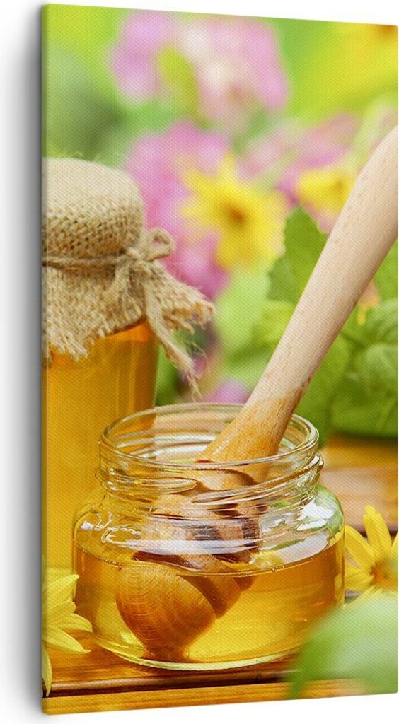 Bild auf Leinwand - Leinwandbild - Honig Glas Glas Vitamin - 45x80cm - Wand Bild - Wanddeko - Leinwanddruck - Bilder - Kunstdruck - Wanddekoration ...