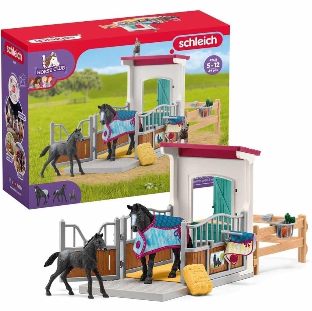 Horse box with mare and foal. Schleich box with 34 elements Productafbeelding 