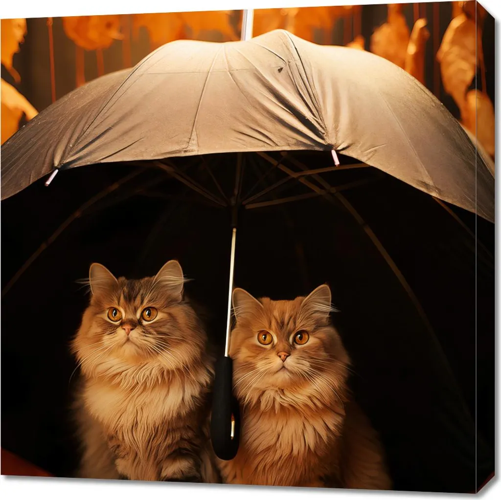 Tableau Chat Automne 70x70 cm pour Réchauffer une Pièce Froide ou Vide