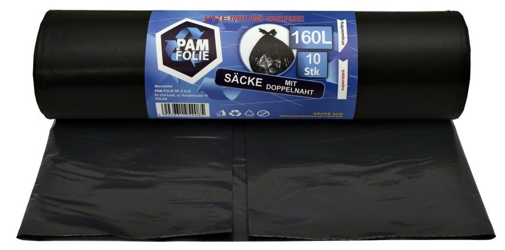 PAM-FOLIE Müllsäcke 160L - 10 Stück - Dicke, Große Produktbild 