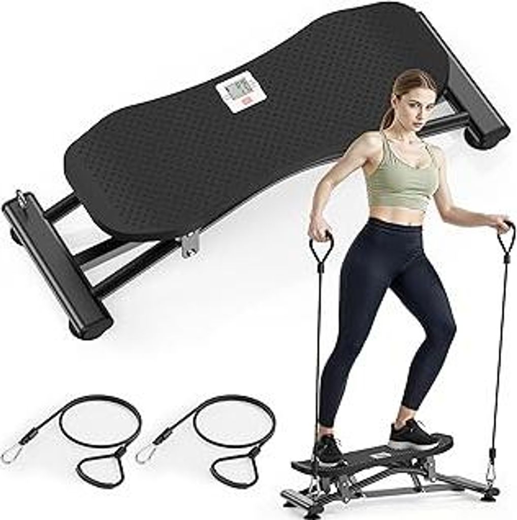 Balance Trainer Simulierte Skimaschine Widerstandsbasiertes Home Fitnessgerät Swing Stepper & Sidestepper mit LCD-Monitor für Aerobic Trainer bis...