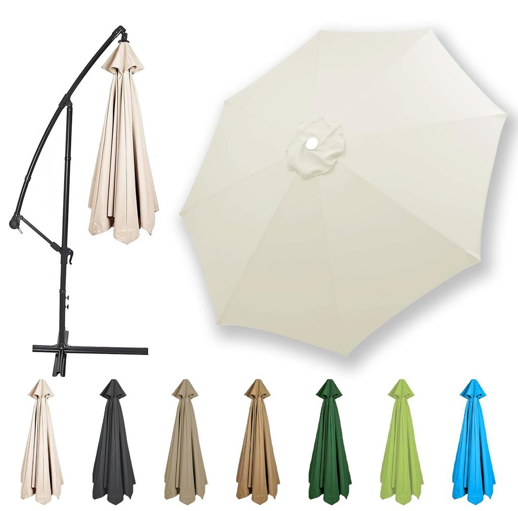 Ersatz-Sonnenschirmbezug, 6 Streben, Stoff, UV-Schutz 50, winddicht, Strand, Terrasse, Garten (beige, 4,0 m / 8 Streben)
