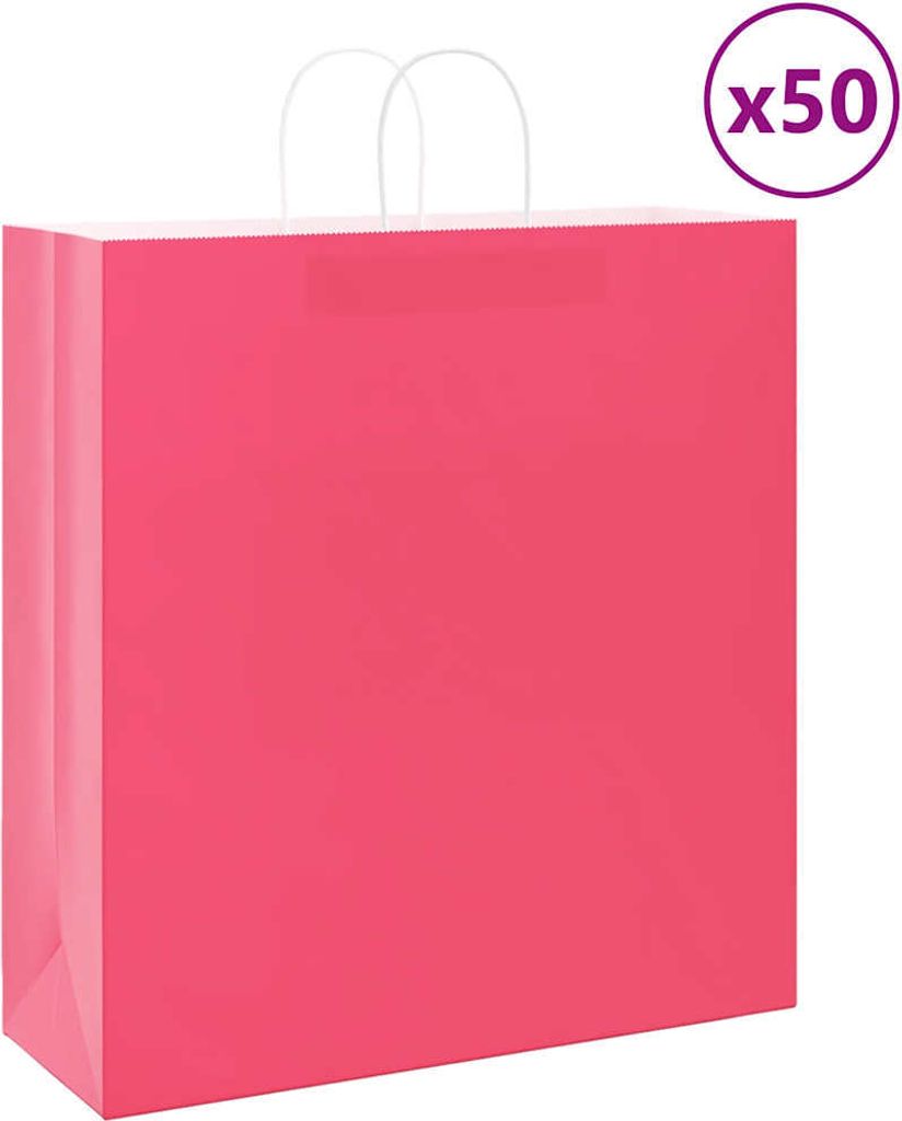 "2026 Promotion" Papiertragetaschen 50 Stk. - Hohe Qualität - mit Henkeln Rosa 45x17x48 cm - Papiertüten CC25348