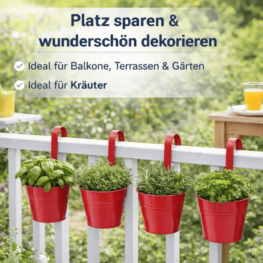 8 Hängetöpfe Rot Kräuter Blumentopf Hängetopf Pflanztopf