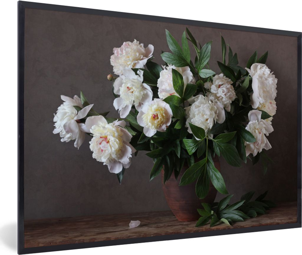 MuchoWow Gerahmtes Poster Blumen - Stilleben 90x60 cm - Poster mit Schwarzem Bilderrahmen Wandposter Rahmen Foto Bilder - Fotorahmen - Foto-Plakat