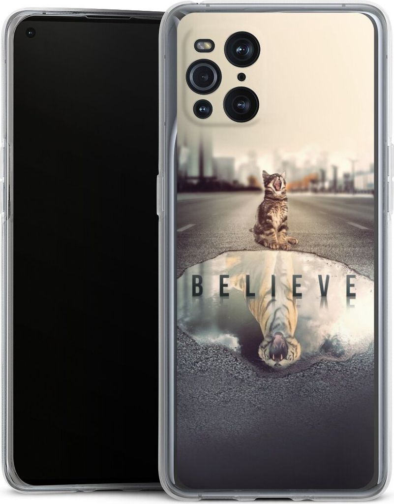 DeinDesign Handyhülle für Oppo Find X3 Pro Silikon Hülle Case Smartphone Schutzhülle Motivation Tiere Tiger
