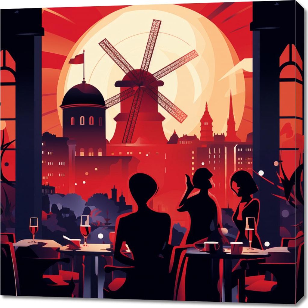 Bild 90x90cm Abendbälle bei der Windmühle