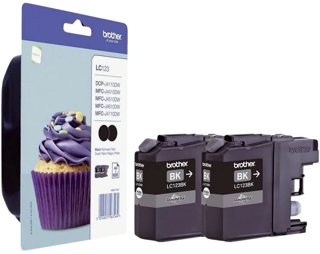 Brother LC123BK Pack de 2 Cartouches d'Encre Noires Originales Haute Capacité