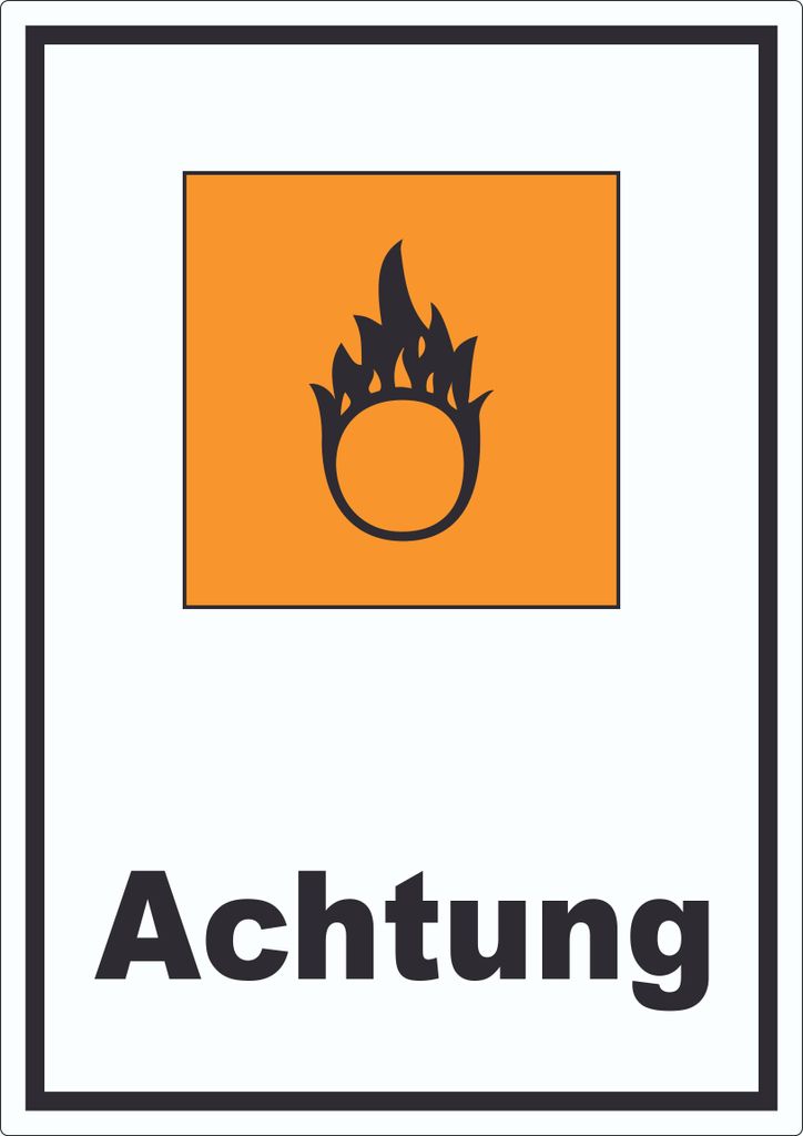 Aufkleber Gefahrensymbol Brandfördernd Achtung Brand A9 (37x52mm)
