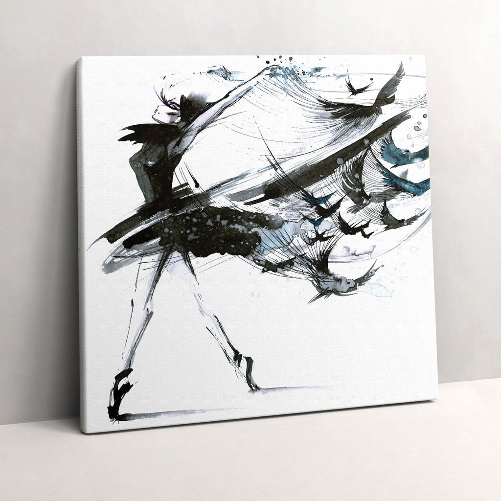 Illustration of a woman dancing ballet – Leinwandbild Wandbild – 60x60 cm – Leinwandbilder – Wandbilder – Schlafzimmer – Flur