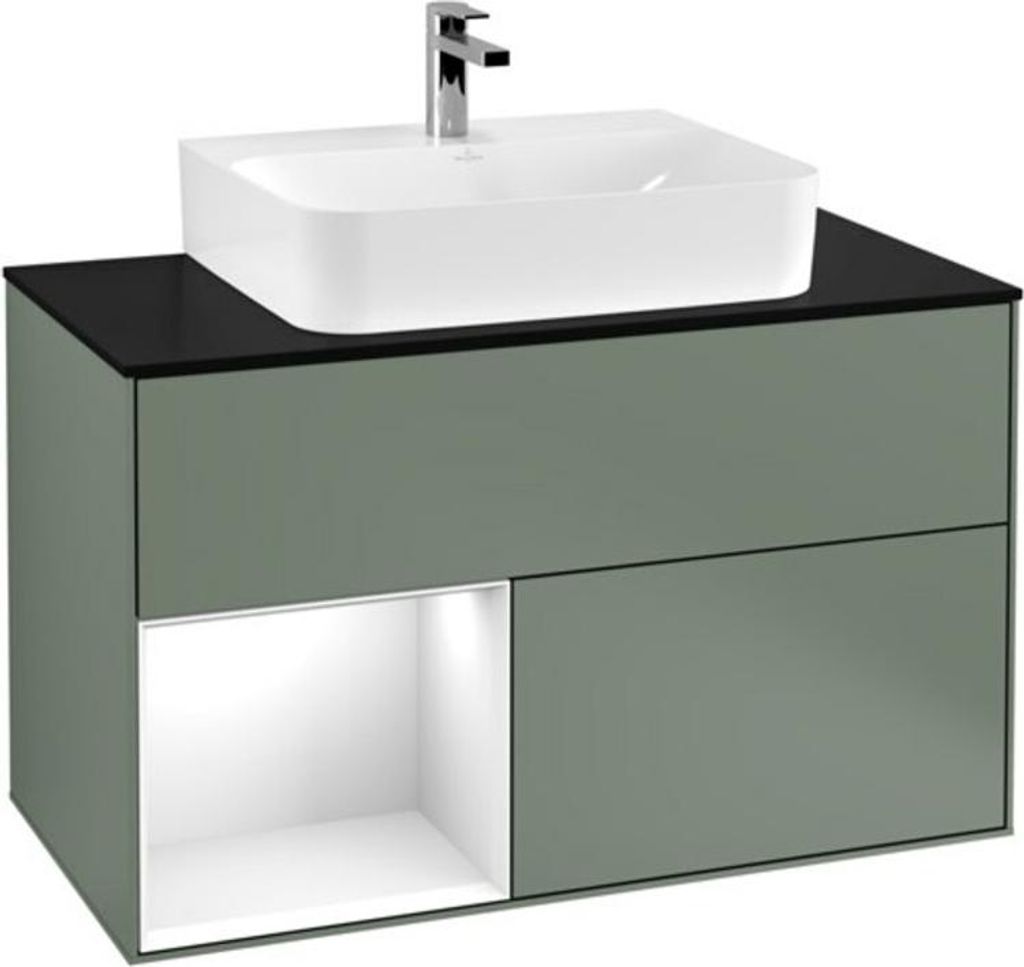 V&B Waschtischunterschrank Wandbeleuchtung Finion 100, Pl b m, Rg l g wh. Lac, Oli. m Lac