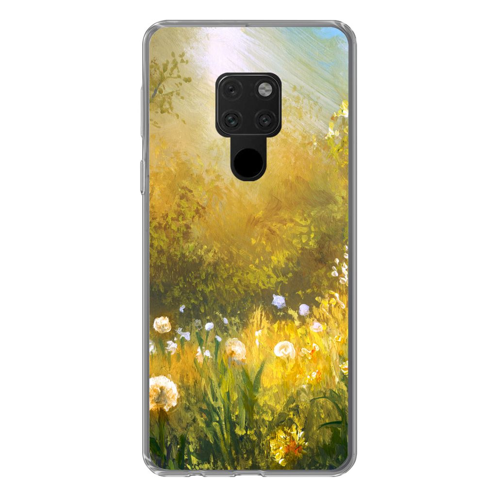 MuchoWow Handyhülle Schutzhülle Hülle für Huawei P40 Lite Blumen - Sommer - Aquarell Silikon Softcase Handy Hülle - Handy