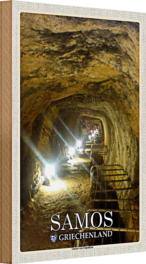 Holzschild Reise 20x30cm Samos Griechenland Tunnel von Eupalinos