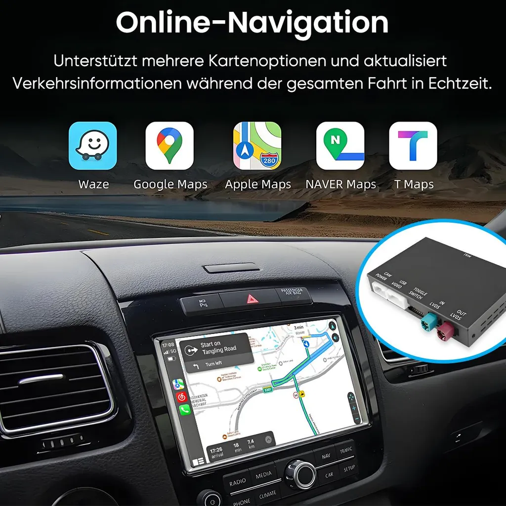Interface Multimédia Android Auto sans fil pour Touareg 2010-2018