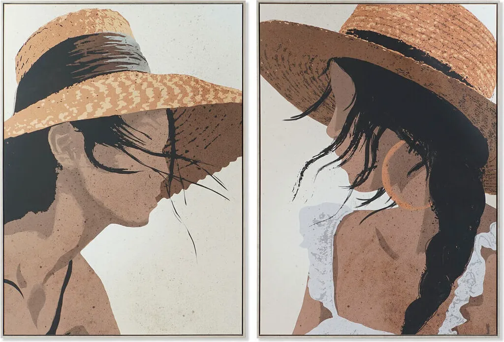 Tableaux Décoratifs Salon Chapeau Moderne 104x143,5 cm 2 Unités DKD