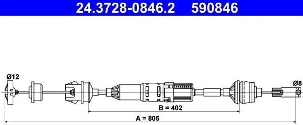 Câble de commande d'embrayage ATE Peugeot 406 24.3728-0846.2 OE 2150W3