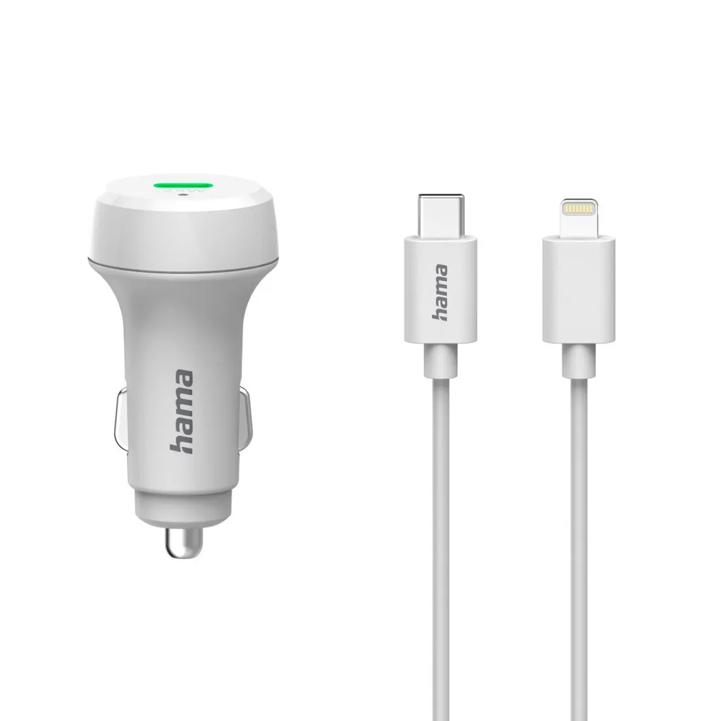 Chargeur auto PD 20W compact blanc avec câble Lightning 1m robuste - 13