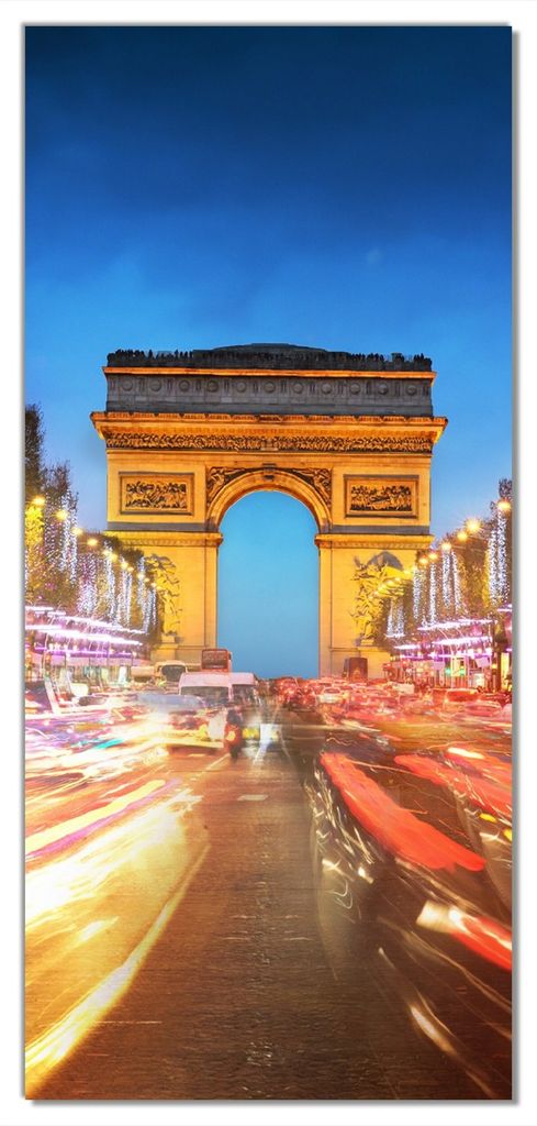 Wallario selbstklebende Türtapete 93 x 205 cm mit Schutzlaminat - Arc de triomphe in Paris bei Nacht