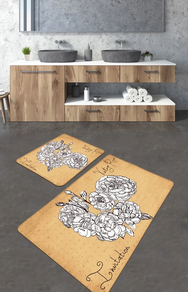 Tapis de bain absorbant 700 g/m² Mijolnir en velours beige de luxe