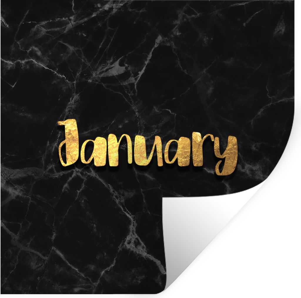 MuchoWow Wandtattoo Wandsticker Wandaufkleber Kalender - Januar - Gold - Marmor 100x100 cm Selbstklebend und Repositionierbar - Wierderverwendbar...