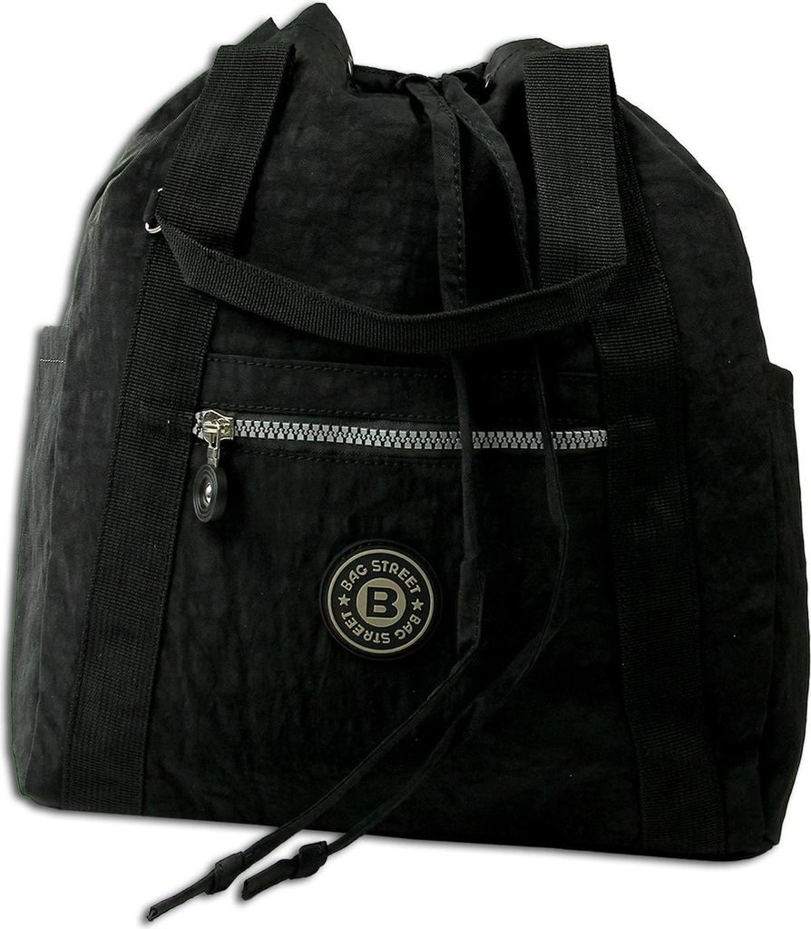 Bag Street Rucksack Crinkle Nylon schwarz trendiger Damen Handtasche ORJ202S